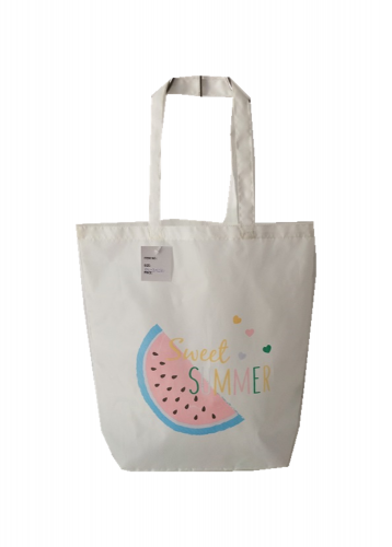 summer print Promotional natural cotton carry tote shoulder shopping bag