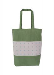 Green Stripe Splicing Promotional natural cotton carry tote shoulder shopping bag