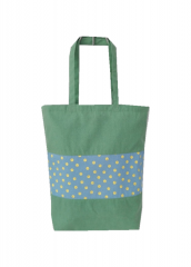 Green Stripe Splicing Promotional natural cotton carry tote shoulder shopping bag