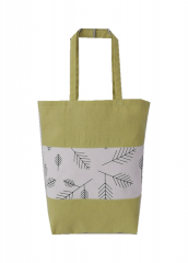 Yellow Stripe Splicing Promotional natural cotton carry tote shoulder shopping bag