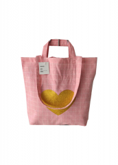 Striped grid printing glitter print Promotional natural cotton linen carry tote shoulder shopping bag