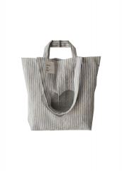 Striped grid printing glitter print Promotional natural cotton linen carry tote shoulder shopping bag