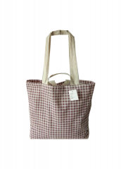 Geometric pattern printingPromotional natural cotton linen carry tote shoulder shopping bag