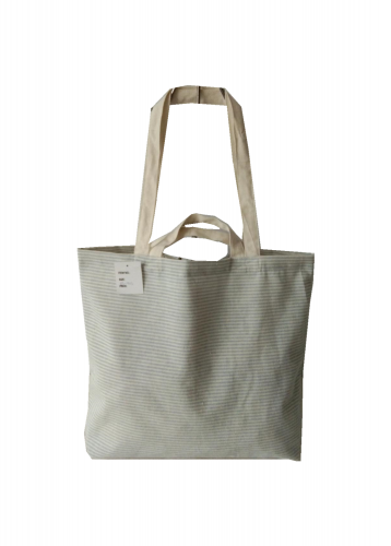 Stripe print Promotional natural cotton linen carry tote shoulder shopping bag