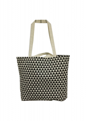 Geometric pattern printingPromotional natural cotton linen carry tote shoulder shopping bag