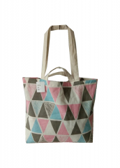 Geometric pattern printingPromotional natural cotton linen carry tote shoulder shopping bag