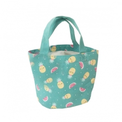 Portable reusable cotton tote insulated lunch bag for women