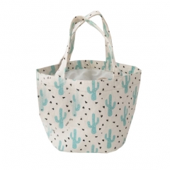 Portable reusable cotton tote insulated lunch bag for women