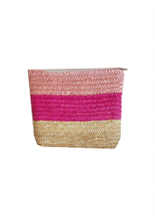 multicolor Straw Paper Makeup Zipper Pouch Small Cosmetic Bag with tassel pu wrist strap