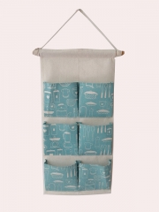 6 Pocket Hanging Bag Cotton And Linen Wall Mounted Storage Bag Behind The Door