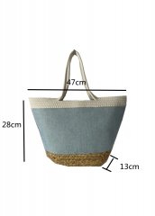 Eco Friendly straw paper Large Capacity Summer Beach Bag With Cotton rope splicing