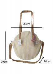 Ladies fashion popular stripe beach bag vintage straw shoulder bag with Adjustable PU shoulder strap