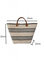 Natural women popular beach bag vintage straw paper shoulder bag with High quality thickened PU handle