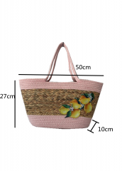 INS wind summer vacation Portable cloth embroidery straw bag woven bag large capacity straw paper beach bag with high quatity cotton rope handle