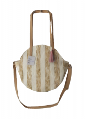 Ladies fashion popular stripe beach bag vintage straw shoulder bag with Adjustable PU shoulder strap