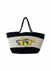 INS wind summer vacation Portable cloth embroidery straw bag woven bag large capacity straw paper beach bag with high quatity cotton rope handle