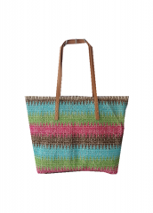 summer vacation ins wind Portable PU handle straw bag woven bag large capacity beach bag