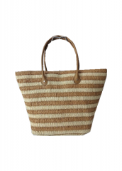 Trendy Ladies fashion popular stripe beach bag vintage straw shoulder bag with high quality PU shoulder strap