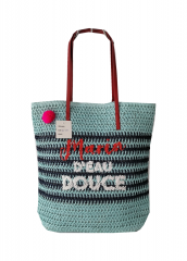 Large Capacity New Style Eco Friendly straw Embroidery Summer Beach Bag With high quality PU handle