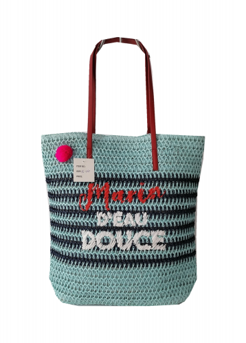 Large Capacity New Style Eco Friendly straw Embroidery Summer Beach Bag With high quality PU handle