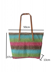 summer vacation ins wind Portable PU handle straw bag woven bag large capacity beach bag