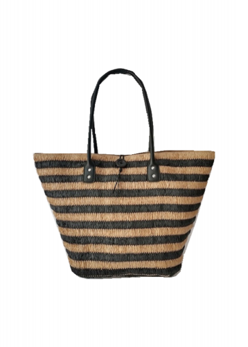 Trendy Ladies fashion popular stripe beach bag vintage straw shoulder bag with high quality PU shoulder strap