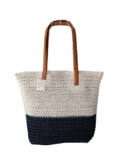 colorful stripe summer vacation Portable PU handle straw bag woven bag large capacity beach bag