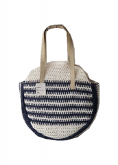 Round handmade ins wind summer vacation Portable straw bag woven bag beach bag with magnetic snap