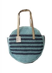 Round handmade ins wind summer vacation Portable straw bag woven bag beach bag with magnetic snap