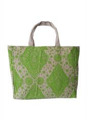 full printing Eco Friendly Cotton Canvas Large Capacity Summer Beach Bag With Ribbon handle