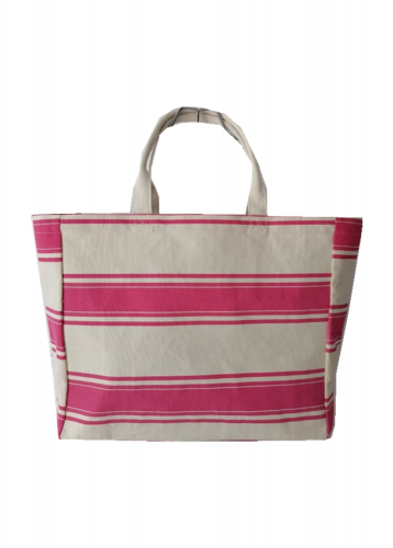 Stripe design printing Ribbon weaving handle New Style Eco Friendly Cotton Canvas Large Capacity Summer Beach Bag