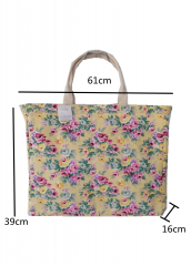 floral pineapple pattern printing Ribbon weaving handle New Style Eco Friendly Cotton Canvas Large Capacity Summer Beach Bag