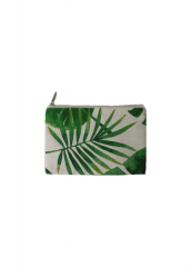 New Look The leaf series Custom Cotton Bags Wholesale Portable Print Logo Cotton Canvas Small custom zip make up cotton pouch bag/Cosmetic Bag Makeup Bag With lining change purse