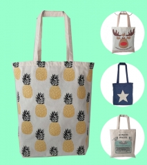 custom printing eco friendly reusable white natural shopper canvas cotton tote bag with logos