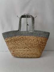 Straw Paper Weaving Beach Bag with tassels Leather handle shoulder bag