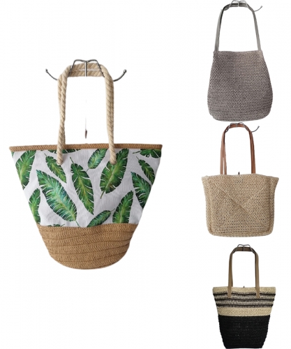 new design of beach bag. Straw paper Canvas cotton tote bag