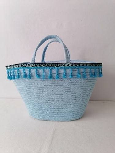 Customized Straw Weaving Beach Bag with tassels handle shoulder bag