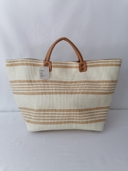 new style popular beach bag paper straw shoulder bag with thick PU handle