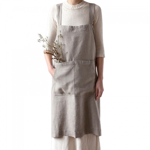 Hot sale Simple Style low price Multifunctional Pocket cotton linen apron