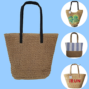 Reusable Hot selling Newly Eco Friendly straw Large Capacity Summer Beach Bag With Pu handle custom made