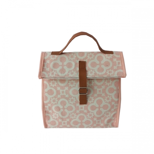 PU handle print lunch bag,cooler bag for school or office