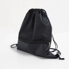 New Black Color Promotional Polyester Drawstring bag Backpack with a string