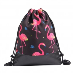 latest design flamingo Sports Polyester Drawstring Backpack