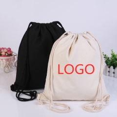 Hot sale many colors eco friendly durable drawstring canvas cotton backpack carrying bag