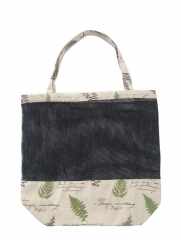 mesh bag combined cotton Promotional natural cotton carry tote shoulder shopping bag