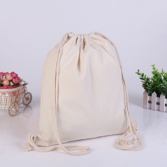 Hot sale many colors eco friendly durable drawstring canvas cotton backpack carrying bag