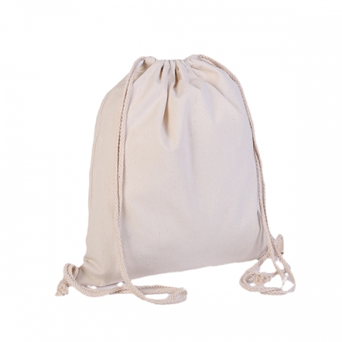 Hot sale many colors eco friendly durable drawstring canvas cotton backpack carrying bag