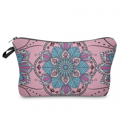 Custom Print Flower Cotton Bags Wholesale Portable Print Logo Cotton Canvas Small custom zip make up cotton pouch bag/Cosmetic Bag Makeup Bag With lining change purse