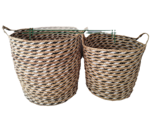 Different Size Durable Storage Basket Round Shape Stem and Cotton Mix Wholesale