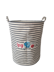 Solid Color Round Laundry Basket with Durable Handle